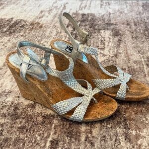 Gianni Bini Silver Wedge Sandals